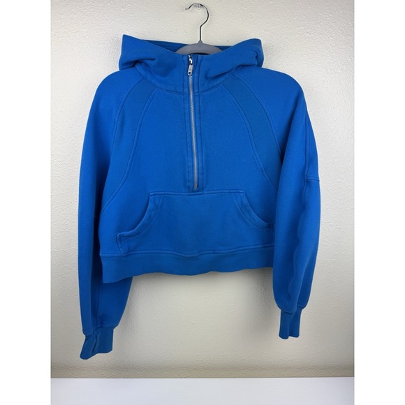 lululemon athletica Tops - Lululemon Women's Scuba Oversized Half Zip Cropped Hoodie size XS/S Blue Aqua